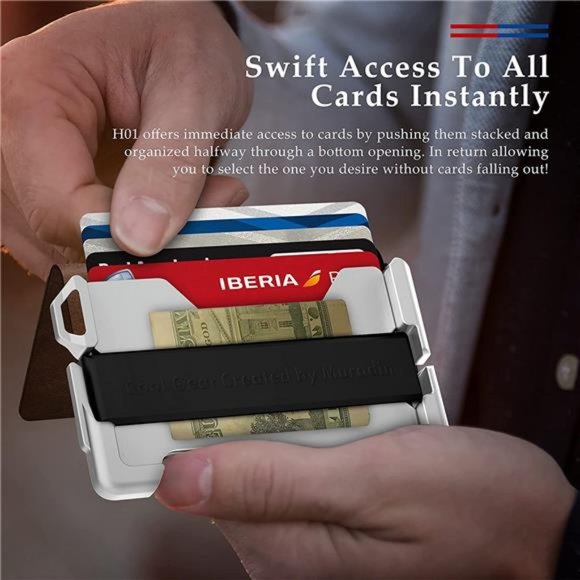 Tactical Minimalist Wallet for Men, Slim RFID-Blocking Metal Card Holder - Picture 4 of 6